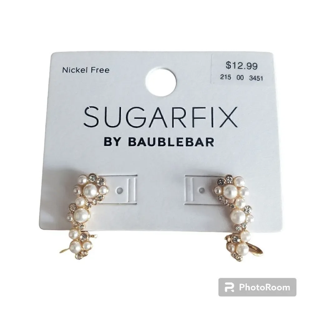 NWT Sugarfix BaubleBar Gold Pearl Gem Earring - Picture 2 of 4